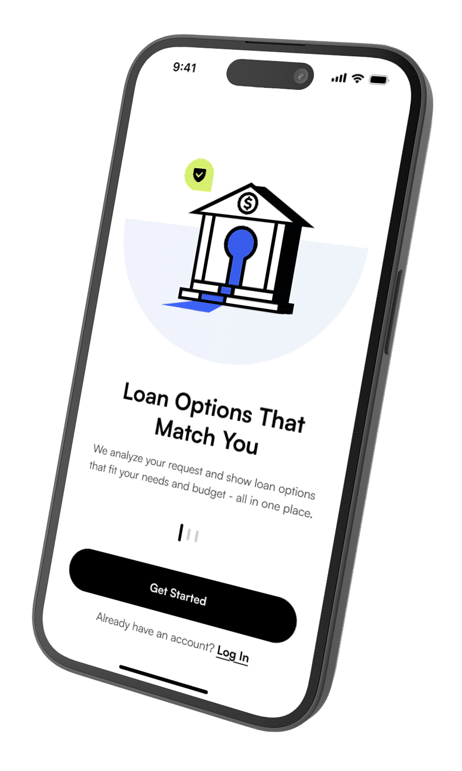 DCR Loans onboarding screen
