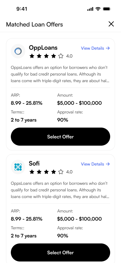 Step 2 app screen: offers list